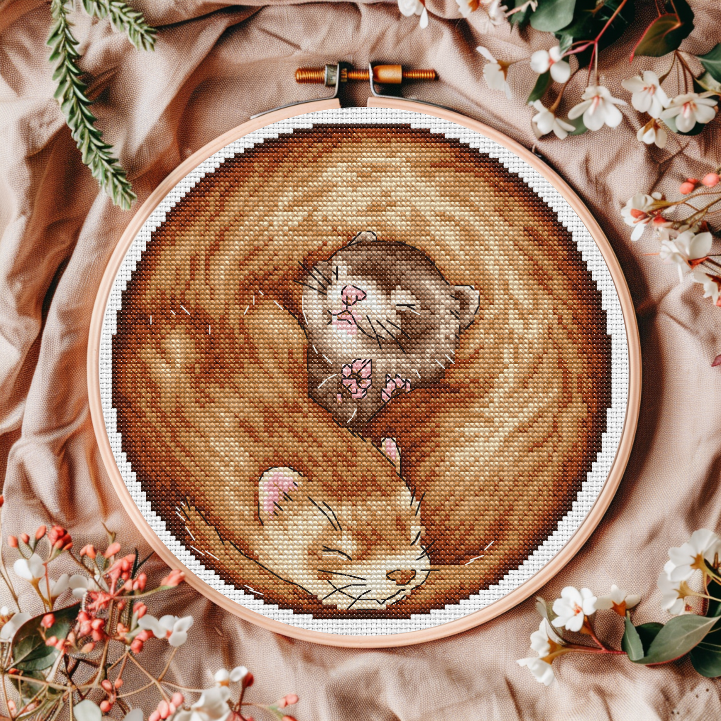 Digital Cross Stitch Pattern "Ferret roll"