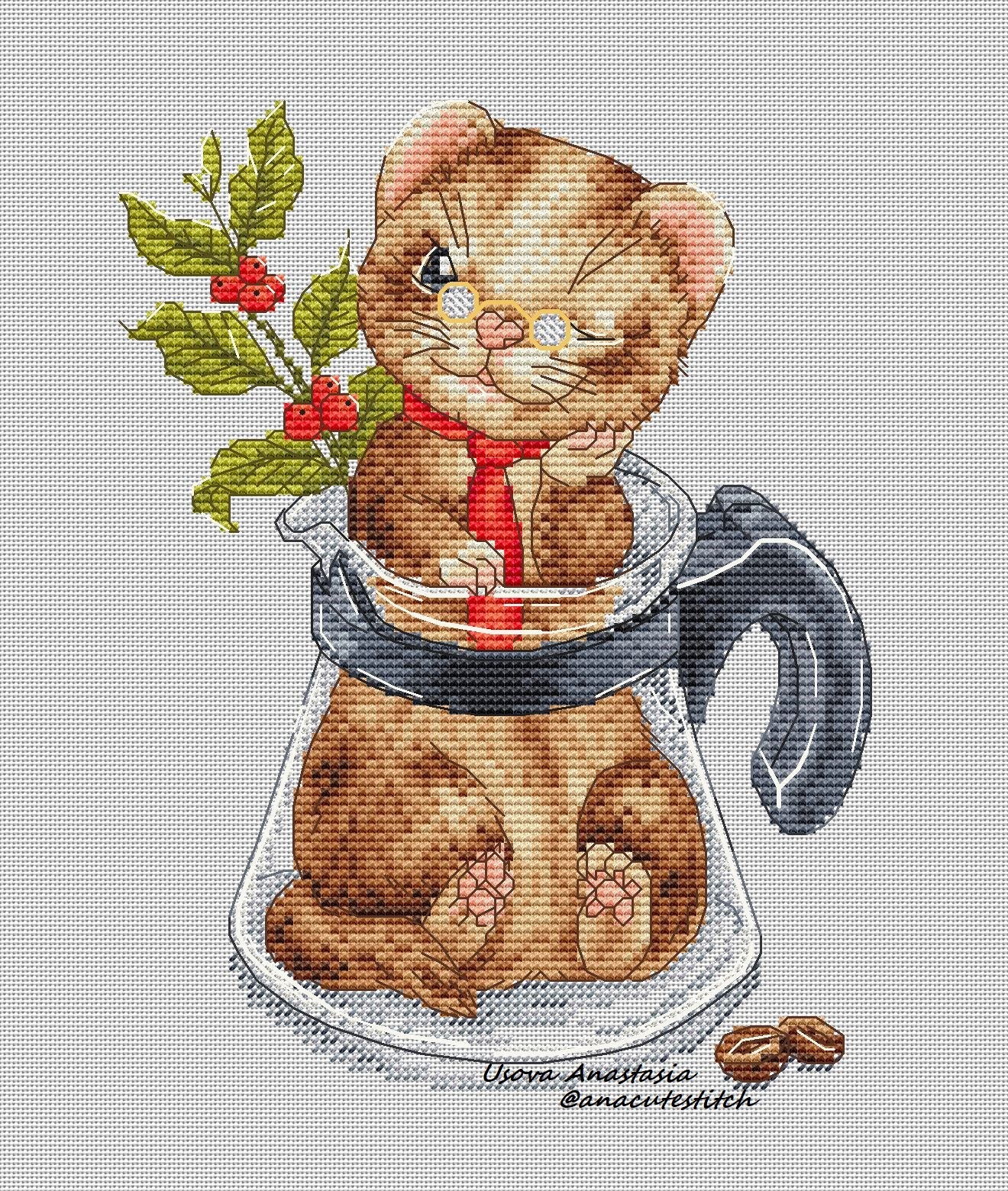 Digital Cross Stitch Pattern "Coffee Pot"