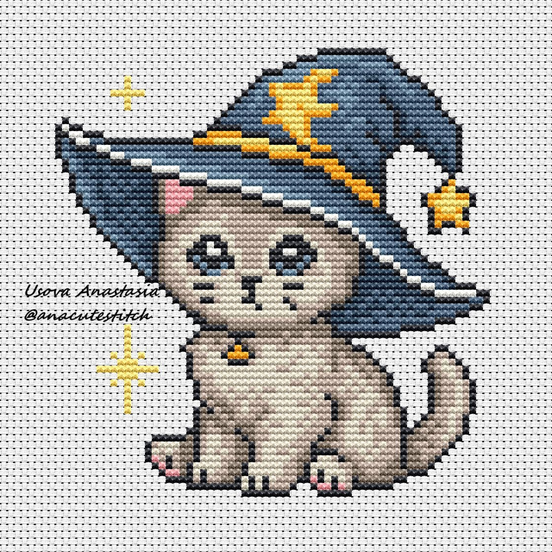 Digital Cross Stitch Pattern "Witch's Cat"