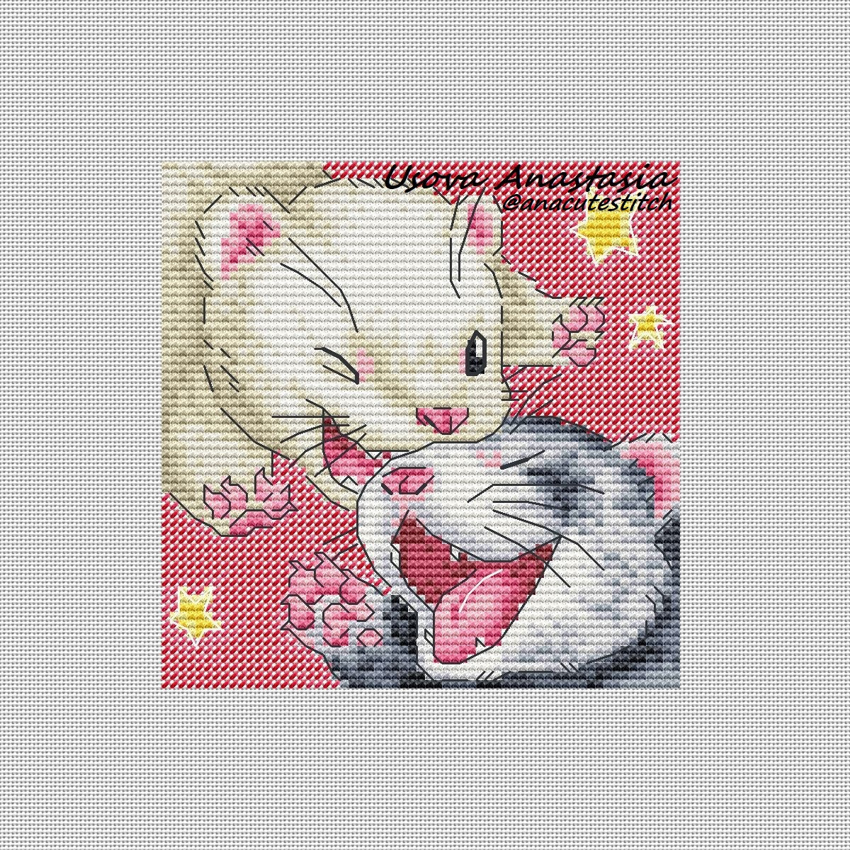 Digital Cross Stitch Pattern "Ferret. Friends"
