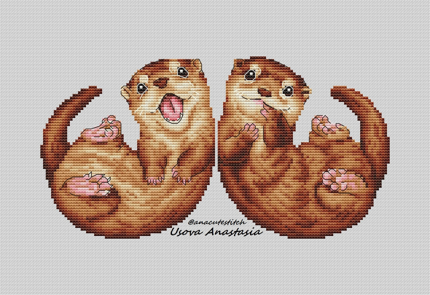 Digital Cross Stitch Pattern "Otters"