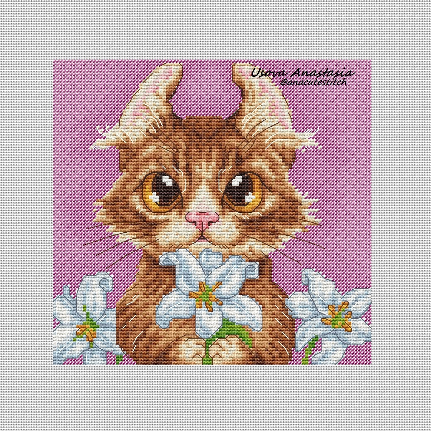 Digital Cross Stitch Pattern "Flower Cat"