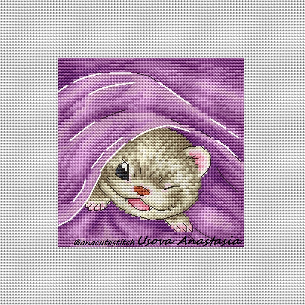 Digital Cross Stitch Pattern "Ferret. Blanket"