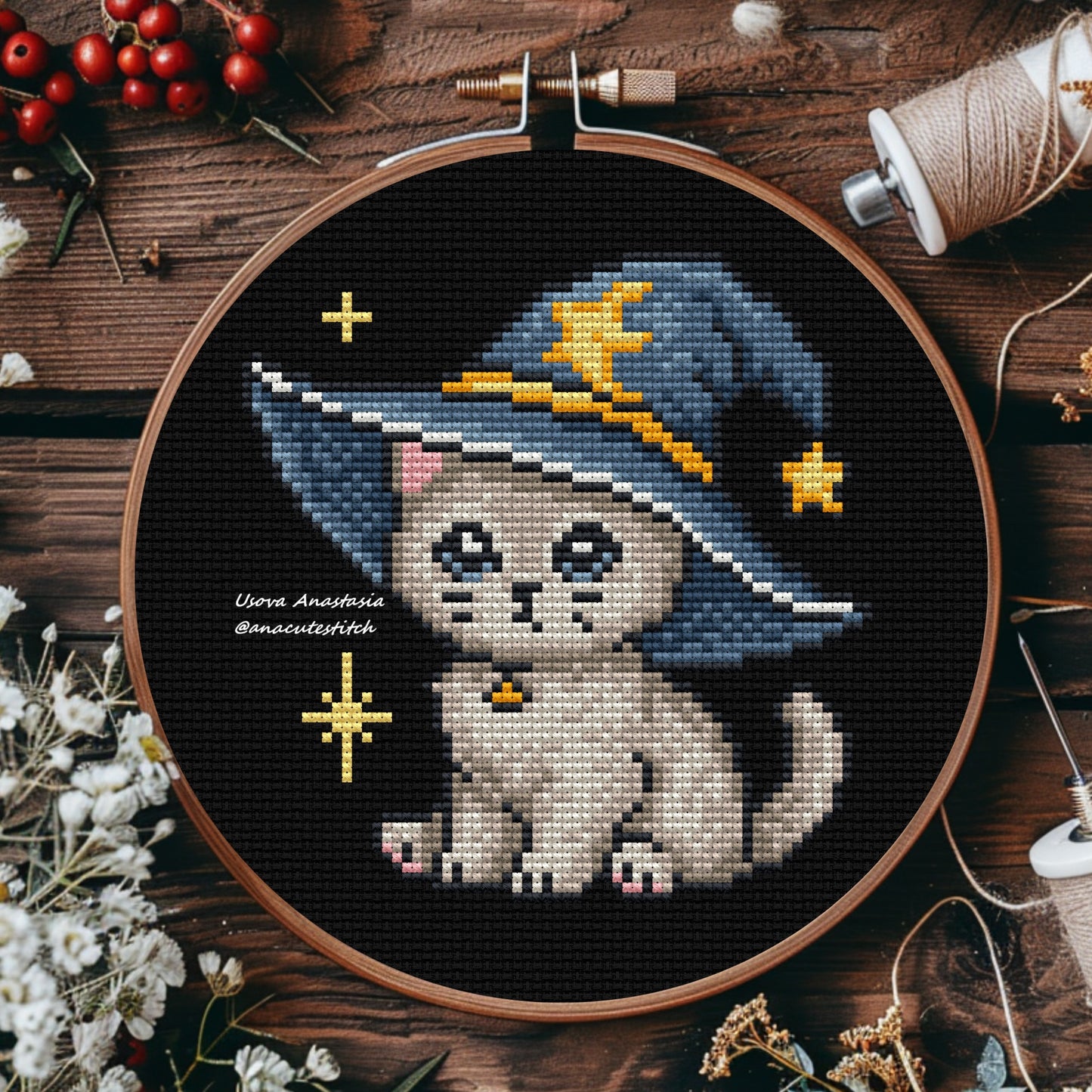 Digital Cross Stitch Pattern "Witch's Cat"