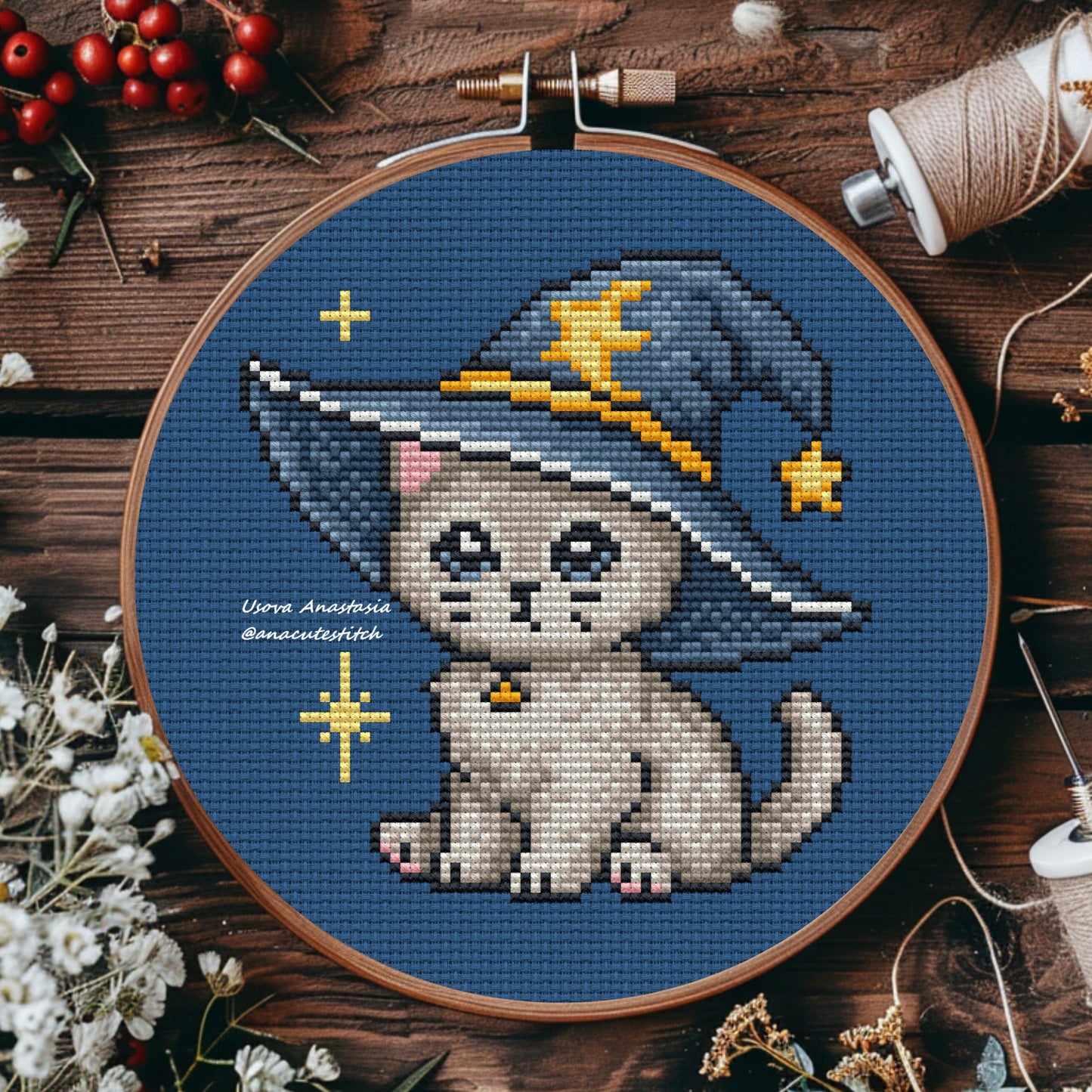 Digital Cross Stitch Pattern "Witch's Cat"