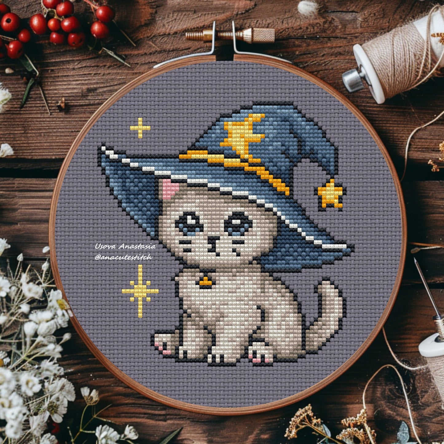 Digital Cross Stitch Pattern "Witch's Cat"