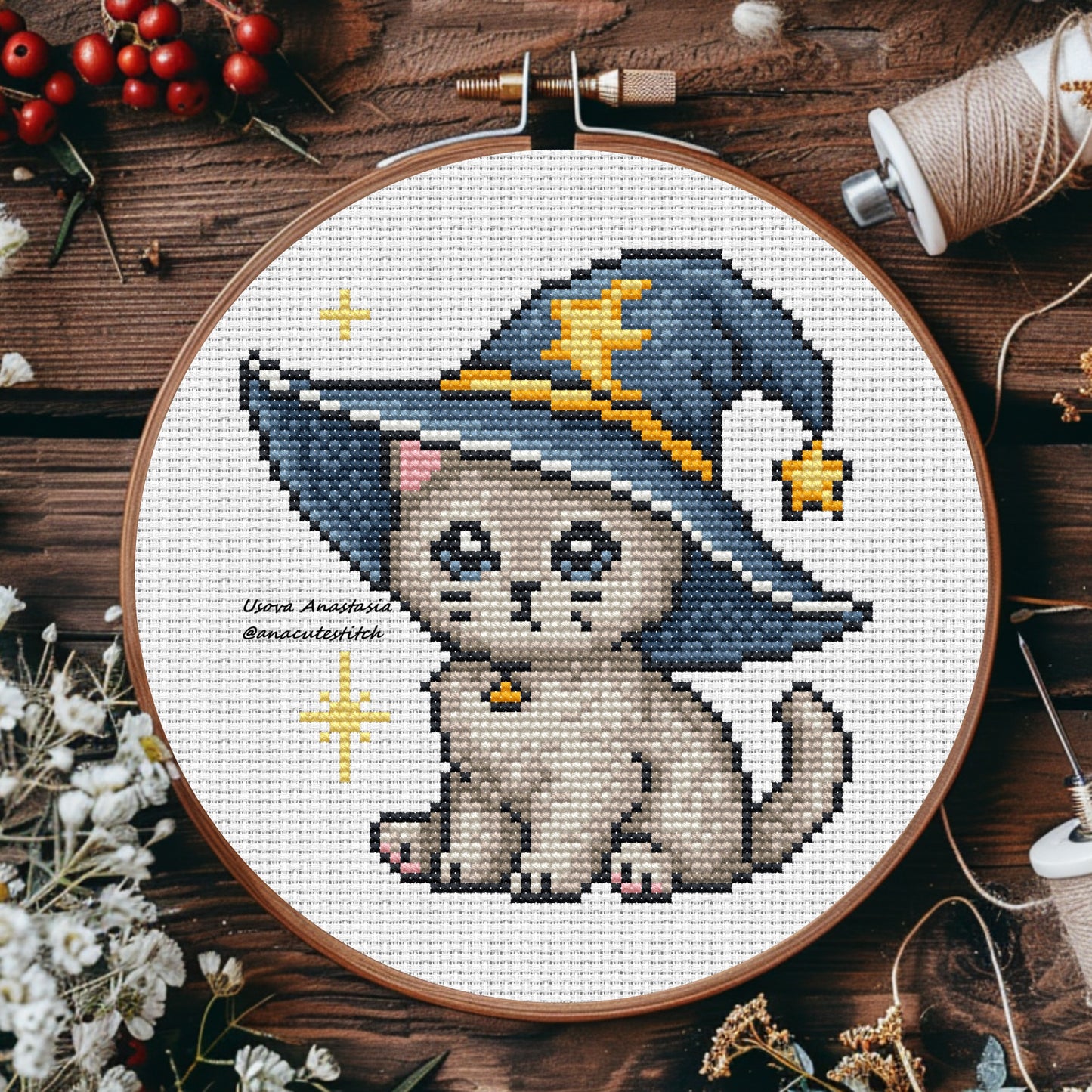 Digital Cross Stitch Pattern "Witch's Cat"