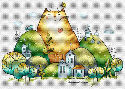 Digital Cross Stitch Pattern "Cozy Cat"