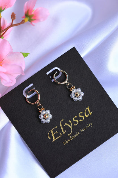 Daisy Hoop Earrings Natural Zircon Stone