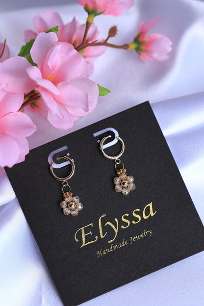 Daisy Hoop Earrings Natural Zircon Stone