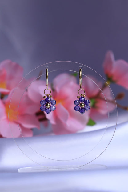 Daisy Hoop Earrings Natural Zircon Stone
