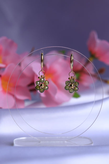 Daisy Hoop Earrings Natural Zircon Stone