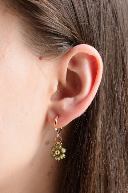 Daisy Hoop Earrings Natural Zircon Stone