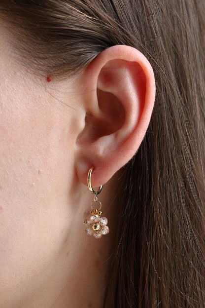 Daisy Hoop Earrings Natural Zircon Stone