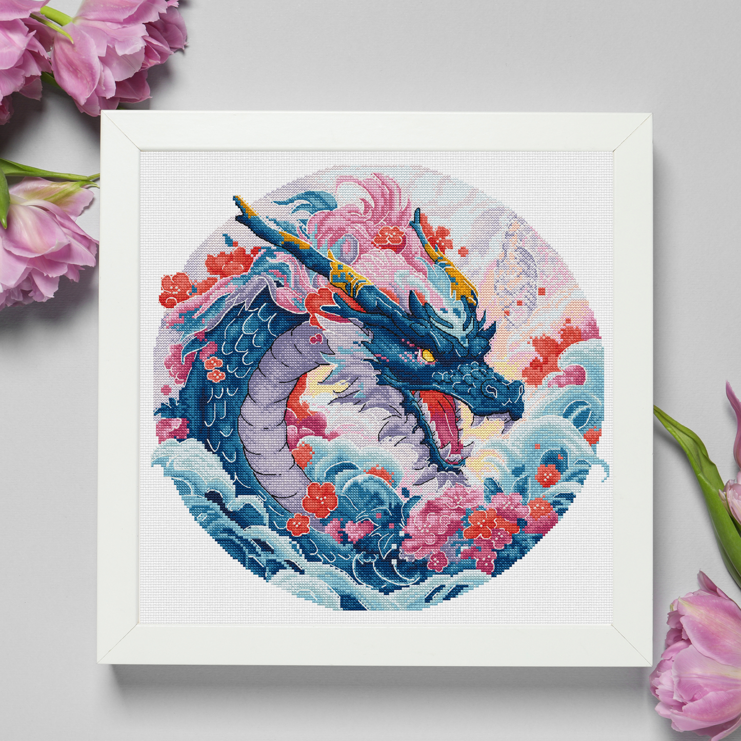 Digital Cross Stitch Pattern "Sapphire Dragon"