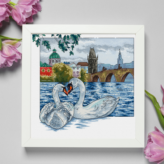 Digital Cross Stitch Pattern "Swans. Czech Republic"