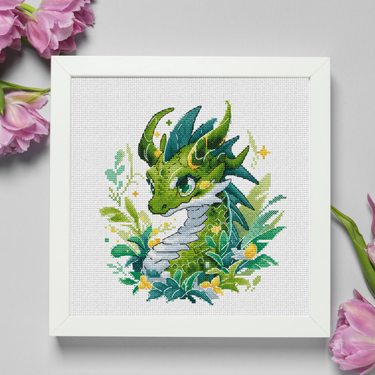 Digital Cross Stitch Pattern "Green Guardian of the Woods"