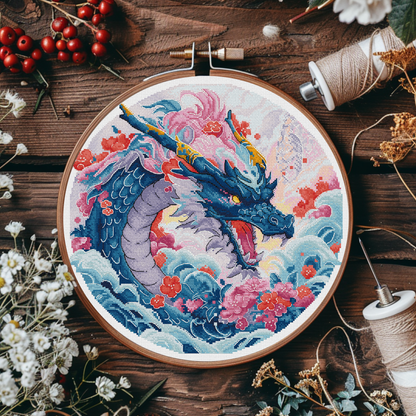 Digital Cross Stitch Pattern "Sapphire Dragon"