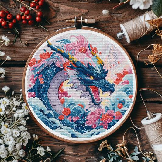 Digital Cross Stitch Pattern "Sapphire Dragon"