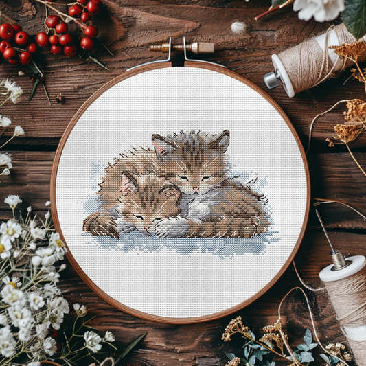 Digital Cross Stitch Pattern "Sleeping Kittens"