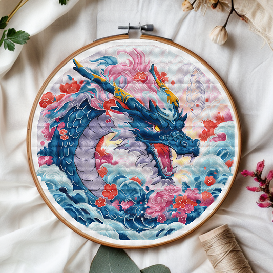 Digital Cross Stitch Pattern "Sapphire Dragon"