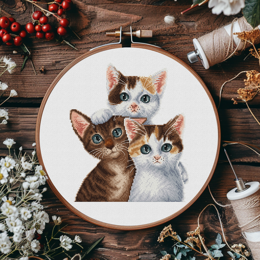 Digital Cross Stitch Pattern "Three kittens"