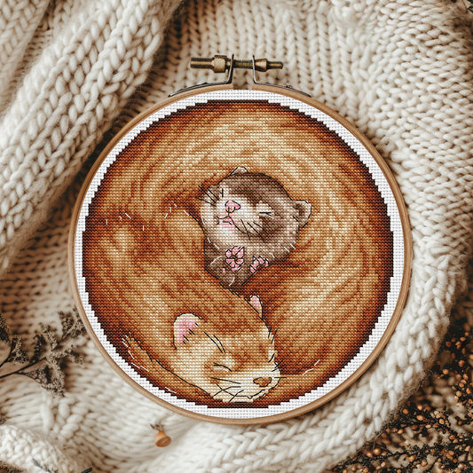 Digital Cross Stitch Pattern "Ferret roll"