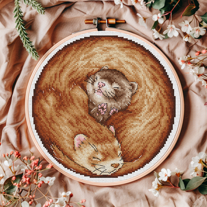 Digital Cross Stitch Pattern "Ferret roll"