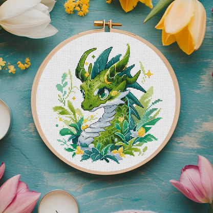 Digital Cross Stitch Pattern "Green Guardian of the Woods"