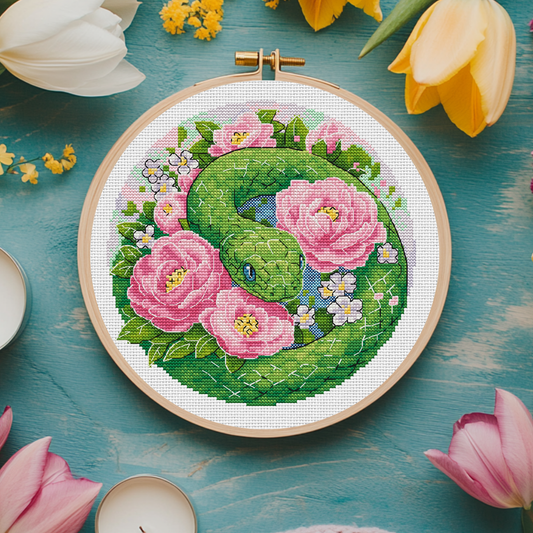Digital Cross Stitch Pattern "Flower Snake"