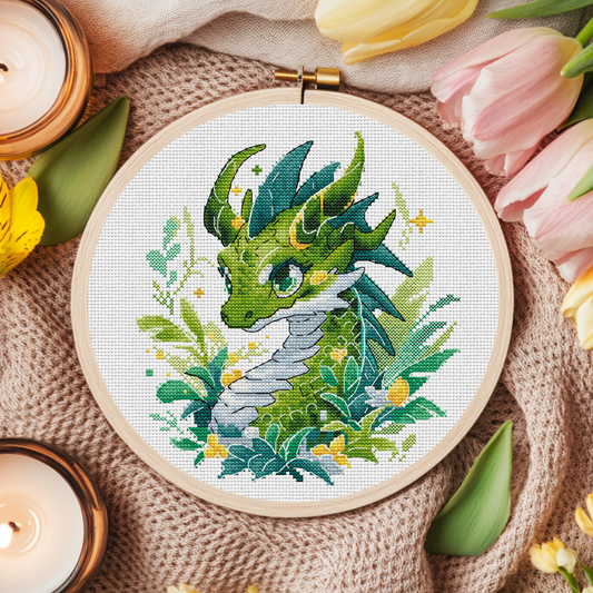Digital Cross Stitch Pattern "Green Guardian of the Woods"