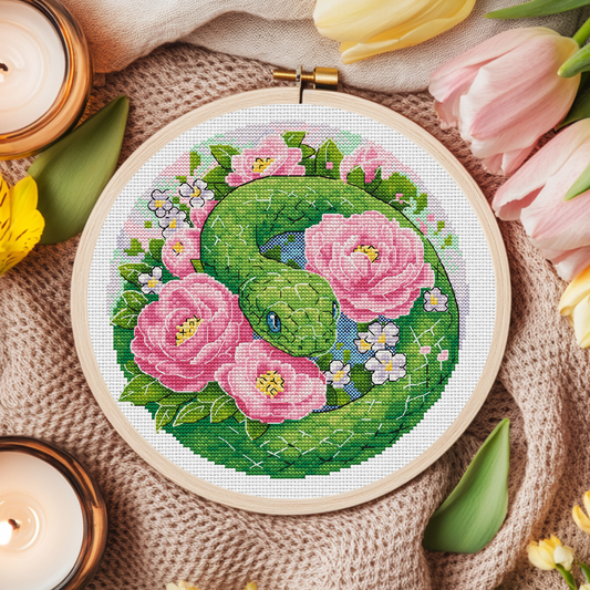 Digital Cross Stitch Pattern "Flower Snake"