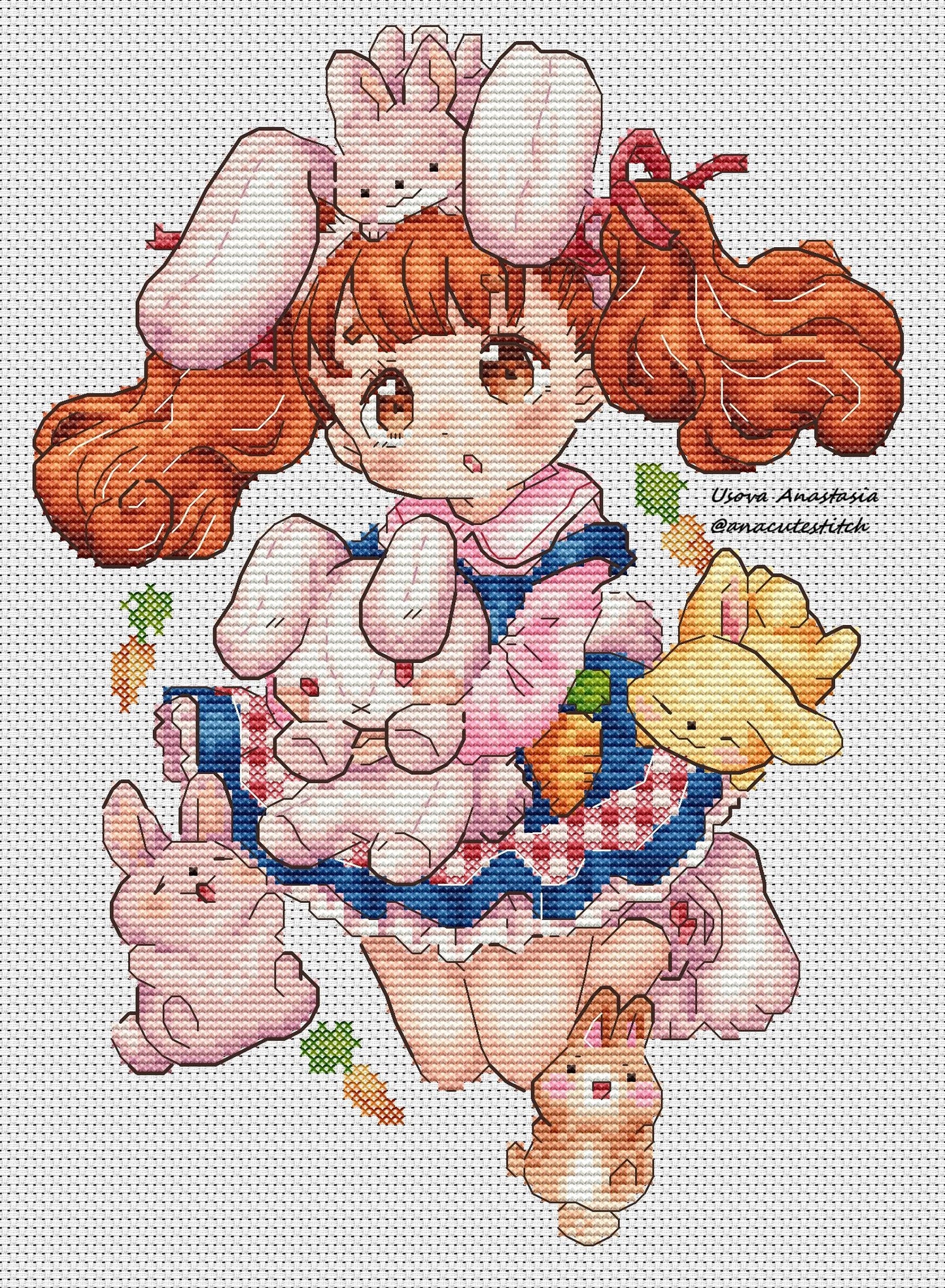 Digital Cross Stitch Pattern "Rabbit girl"