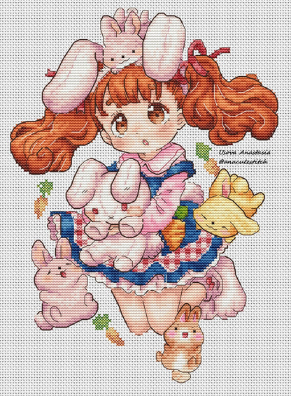 Digital Cross Stitch Pattern "Rabbit girl"