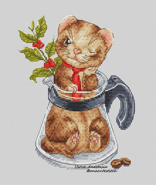 Digital Cross Stitch Pattern "Coffee Pot"