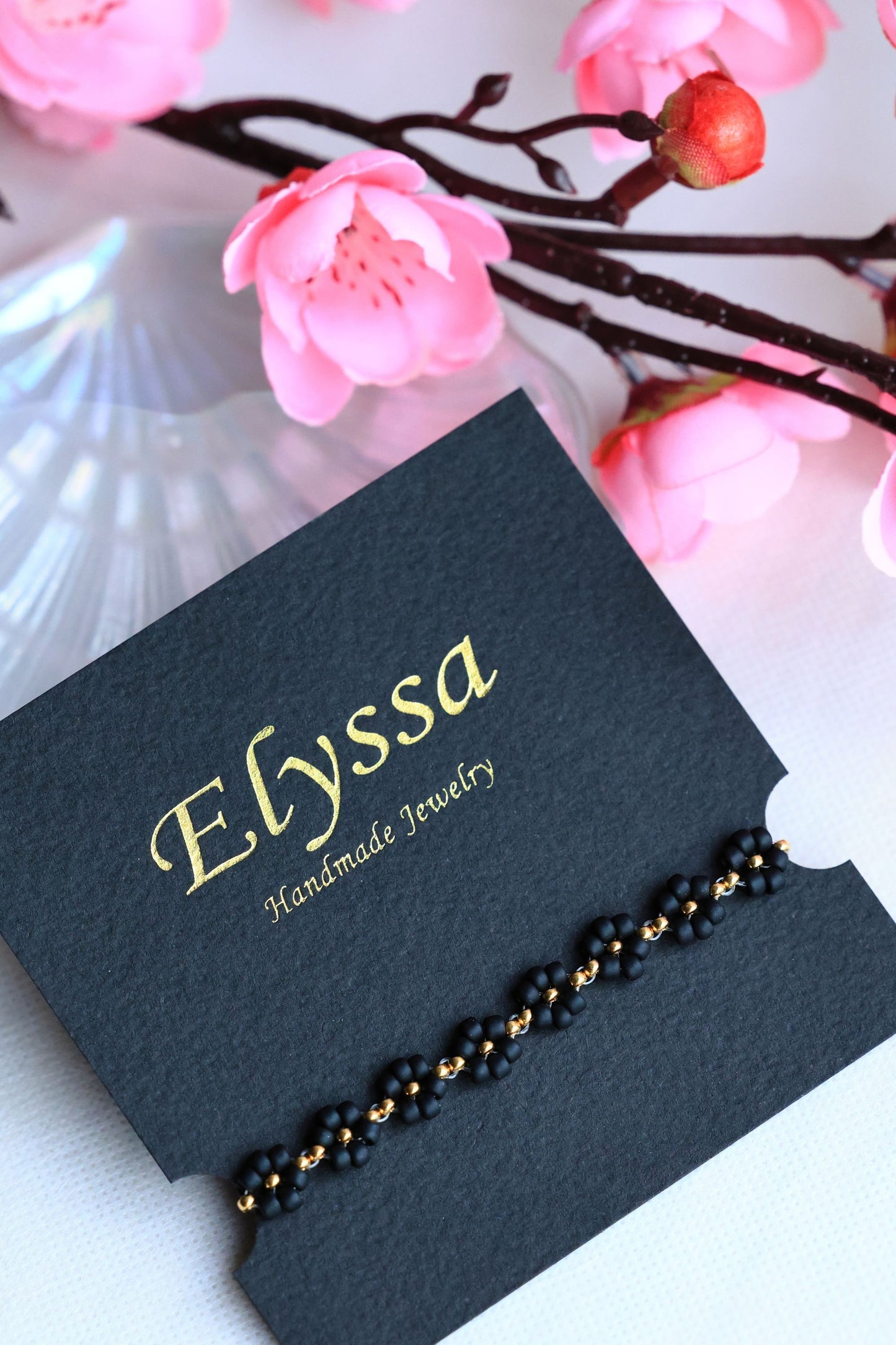 Matte Black and 24K Gold Plated beads Bracelet