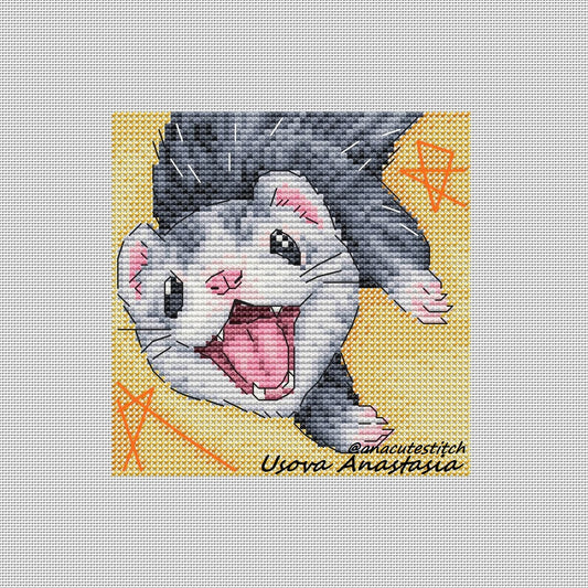 Digital Cross Stitch Pattern "Ferret. Jump"