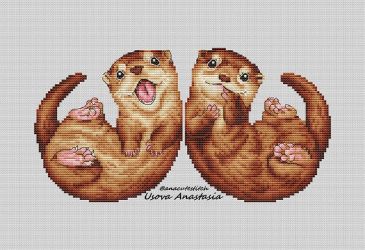 Digital Cross Stitch Pattern "Otters"