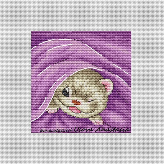 Digital Cross Stitch Pattern "Ferret. Blanket"