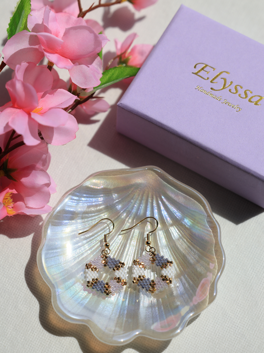 Hexagonal Shaped Earrings with 24K Gold-Plated Bead Accents