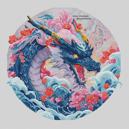 Digital Cross Stitch Pattern "Sapphire Dragon"