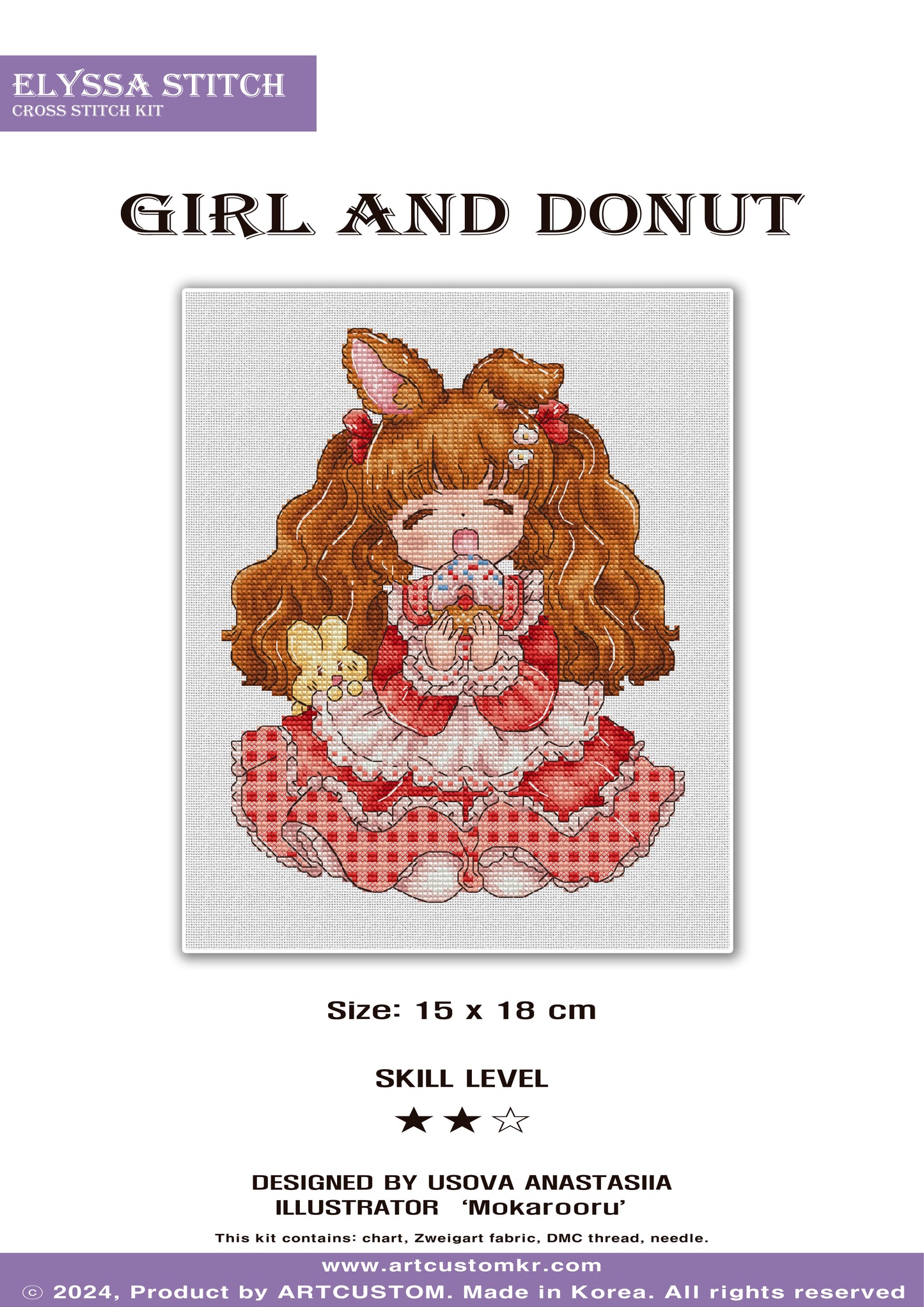 Cross Stitch KIT "Girl and Donut"