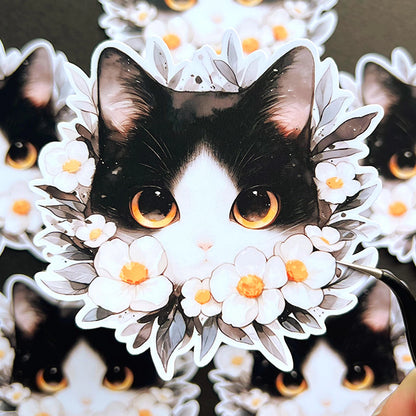Black and White Cat Waterproof Sticker
