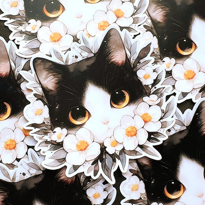 Black and White Cat Waterproof Sticker