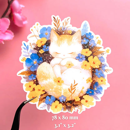 "Cute Sleeping Cat" Waterproof Sticker