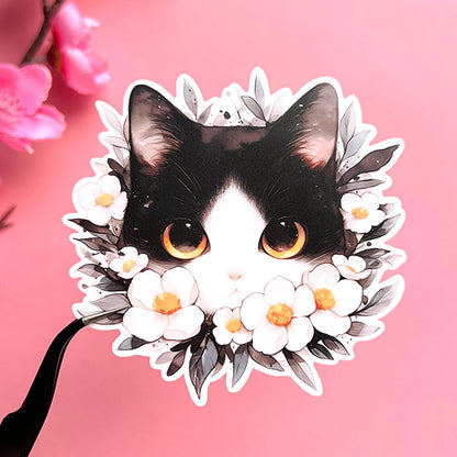 Black and White Cat Waterproof Sticker