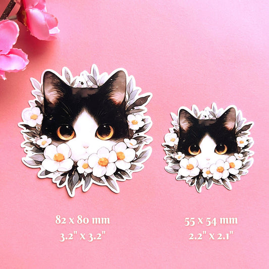 Black and White Cat Waterproof Sticker