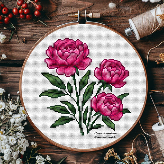 Digital Cross Stitch Pattern "Peonies"