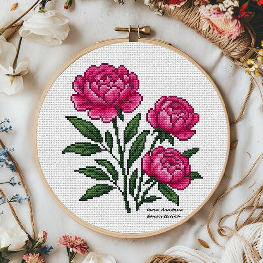 Digital Cross Stitch Pattern "Peonies"